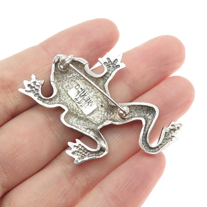 925 Sterling Silver Vintage Mexico Frog For Good Luck Pin Brooch