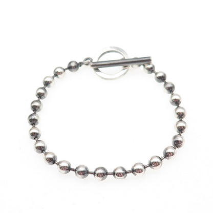 925 Sterling Silver Vintage Italy Ball Beaded Link Bracelet 6.75"