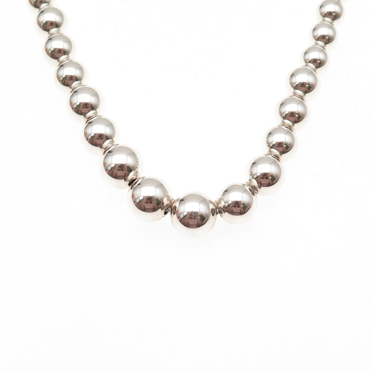 Tiffany & Co. 925 Sterling Silver Vintage HardWear Graduated Beaded Necklace 16"