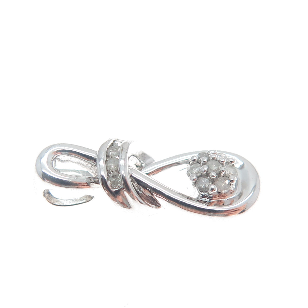 925 Sterling Silver Real Round-Cut Diamond Infinity Minimalist Slide Pendant