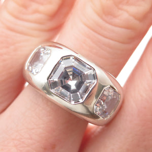 JCL Colleen Lopez 925 Sterling Silver Asscher-Cut C Z Modernist Ring Size 8.25