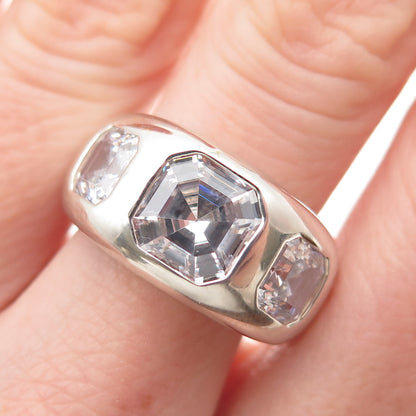 JCL Colleen Lopez 925 Sterling Silver Asscher-Cut C Z Modernist Ring Size 8.25