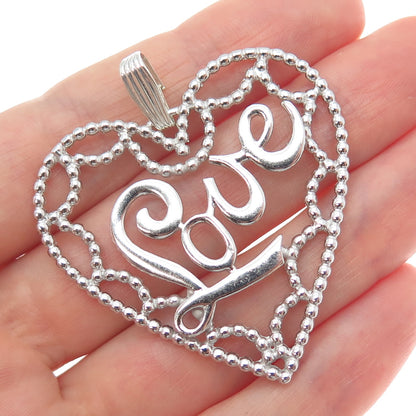 VAN DELL 925 Sterling Silver Vintage Love Ornate Heart Pendant