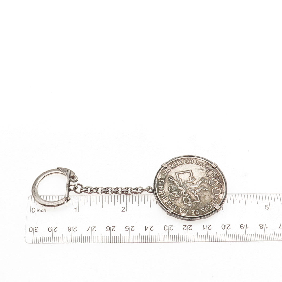 925 Sterling 720 Silver Coin Vintage 1968 Mexico 25 Pesos Olympic Games Key Fob