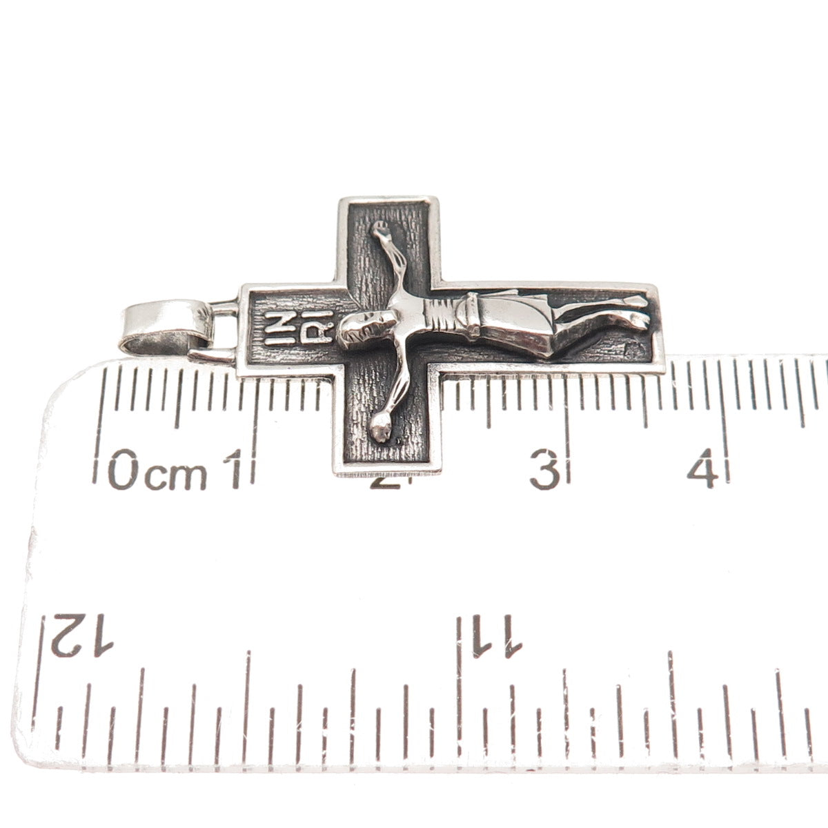 925 Sterling Silver Vintage Crucifix Cross Religious Oxidized Charm Pendant