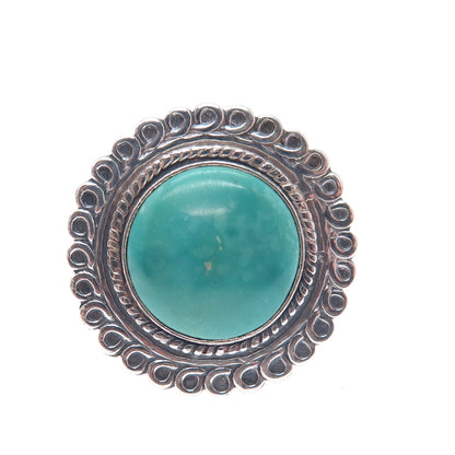 Old Pawn 925 Sterling Silver Vintage Kingman Turquoise Oxidized Ring Size 7.25