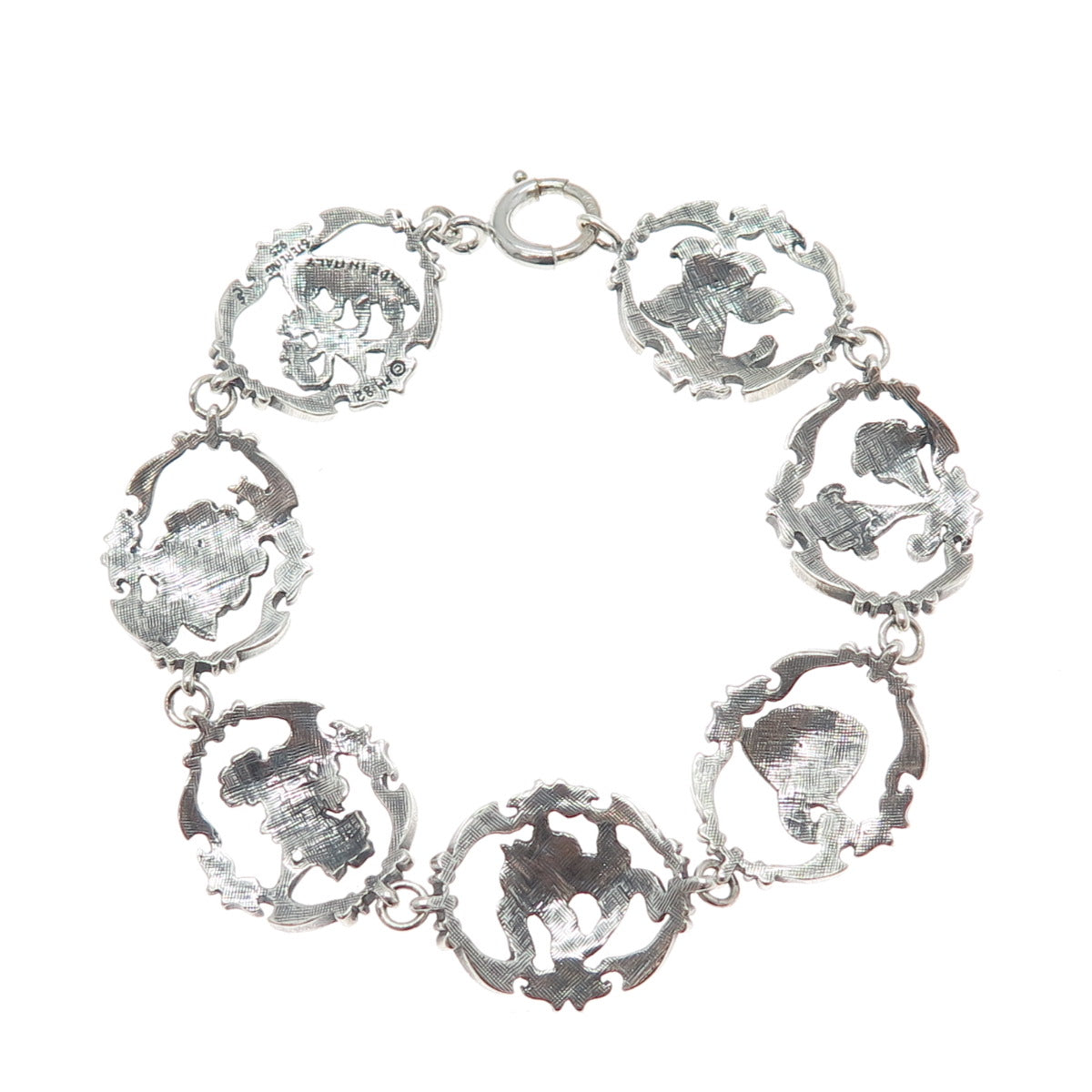 FRANKLIN MINT Sterling 1/20 12K GF Vintage 1982 Flower Panel Link Bracelet 7.25"