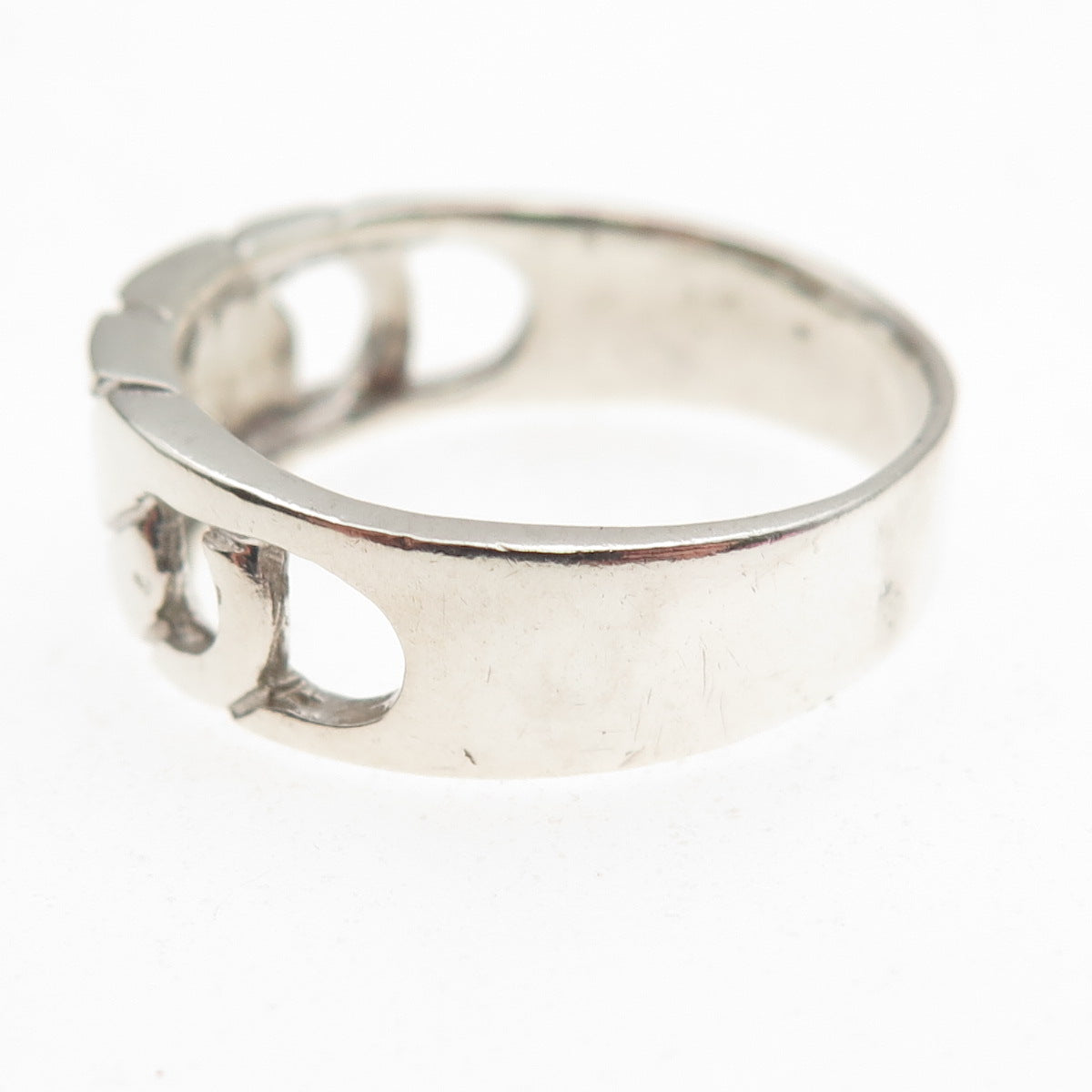 925 Sterling Silver Vintage Cuban Link Ring Size 10.75