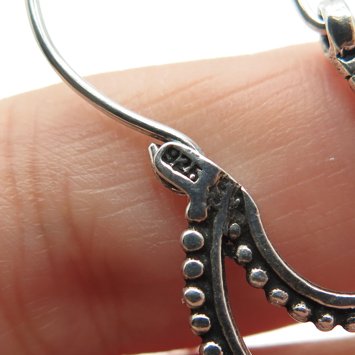 925 Sterling Silver Vintage Leaf Ethnic Oxidized Earrings