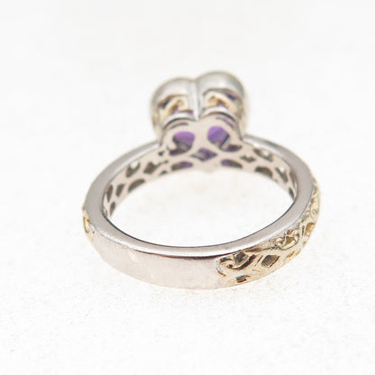 Michael Valitutti Gems En Vogue Sterling 2-Tone Amethyst Heart Ring Size 5.25