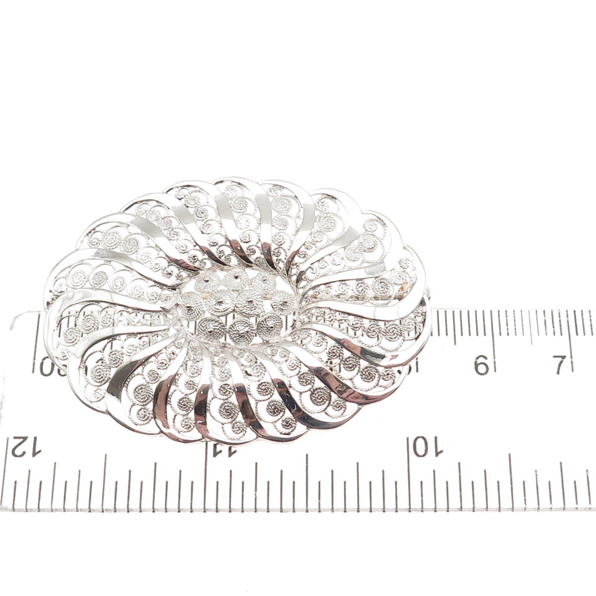 925 Sterling Silver Vintage Germany Filigree Floral Pin Brooch
