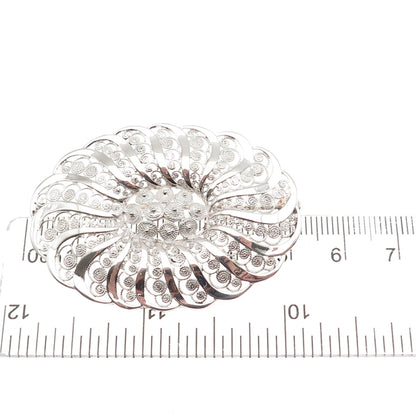925 Sterling Silver Vintage Germany Filigree Floral Pin Brooch