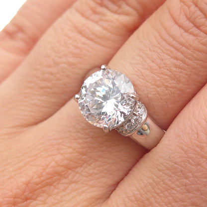 JCL Colleen Lopez 925 Sterling Silver Round-Cut C Z Engagement Ring Size 6.75