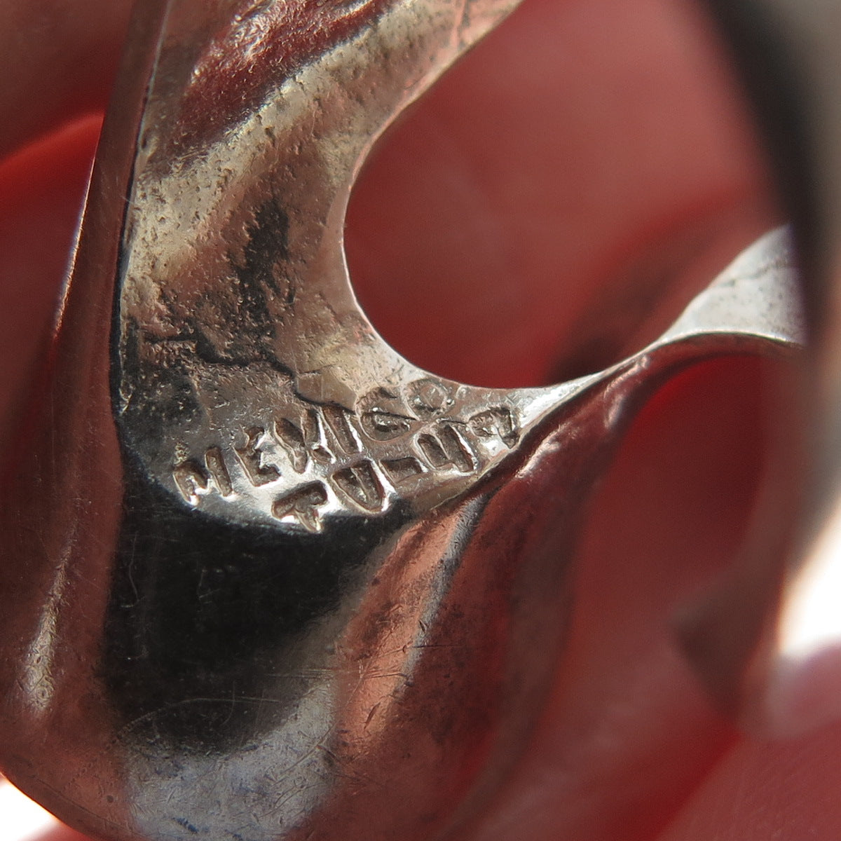 925 Sterling Silver Vintage Mexico Modernist Wavy Oxidized Ring Size 5.5