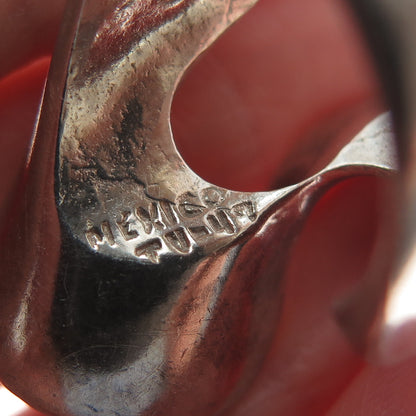 925 Sterling Silver Vintage Mexico Modernist Wavy Oxidized Ring Size 5.5