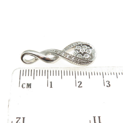 925 Sterling Silver Real Round-Cut Diamond Floral Twisted Pendant