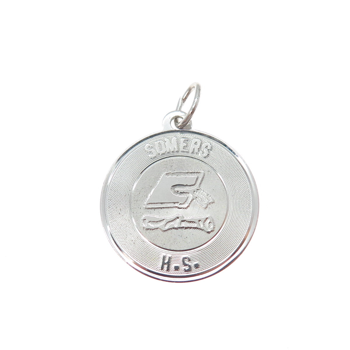 925 Sterling Silver Vintage Somers High School Round Tag Charm Pendant