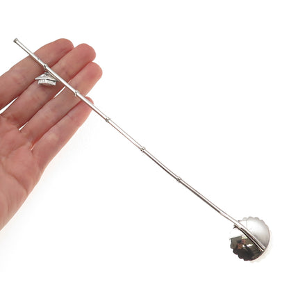 925 Sterling Silver Antique Japan House Charm Bamboo Iced Tea Straw Spoon