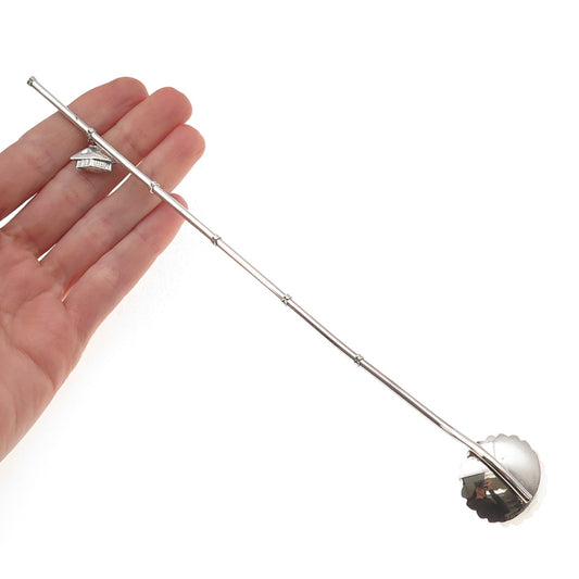 925 Sterling Silver Antique Japan House Charm Bamboo Iced Tea Straw Spoon
