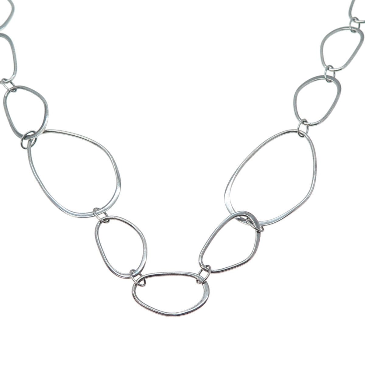 JCM Jacmel Mauritius 925 Sterling Vintage Peru Modernist Oxidized Necklace 34"
