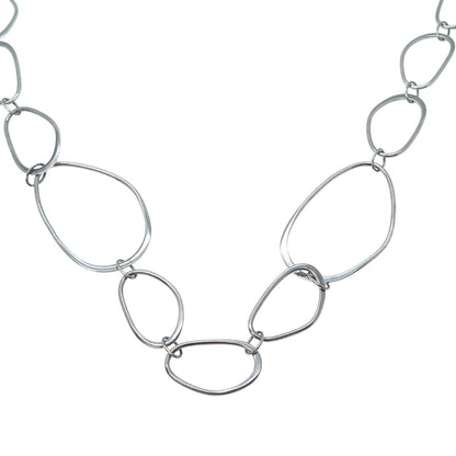 JCM Jacmel Mauritius 925 Sterling Vintage Peru Modernist Oxidized Necklace 34"