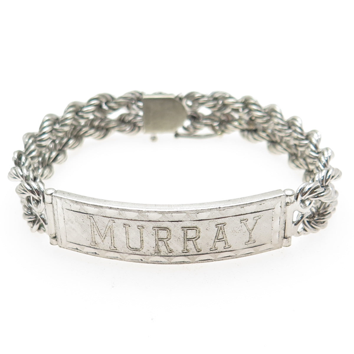 925 Sterling Silver Antique Engraved "Murray Aug 7 1930" ID Bracelet 7.75"