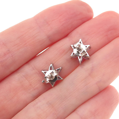 Chuck Clemency Sterling Silver Real Marquise-Cut Tanzanite Floral Stud Earrings