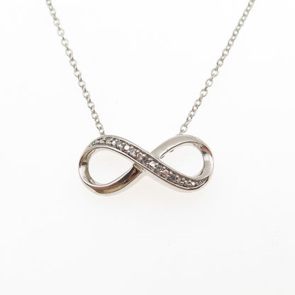 925 Sterling Silver Real Round-Cut Diamond Infinity Cable Chain Necklace 18"