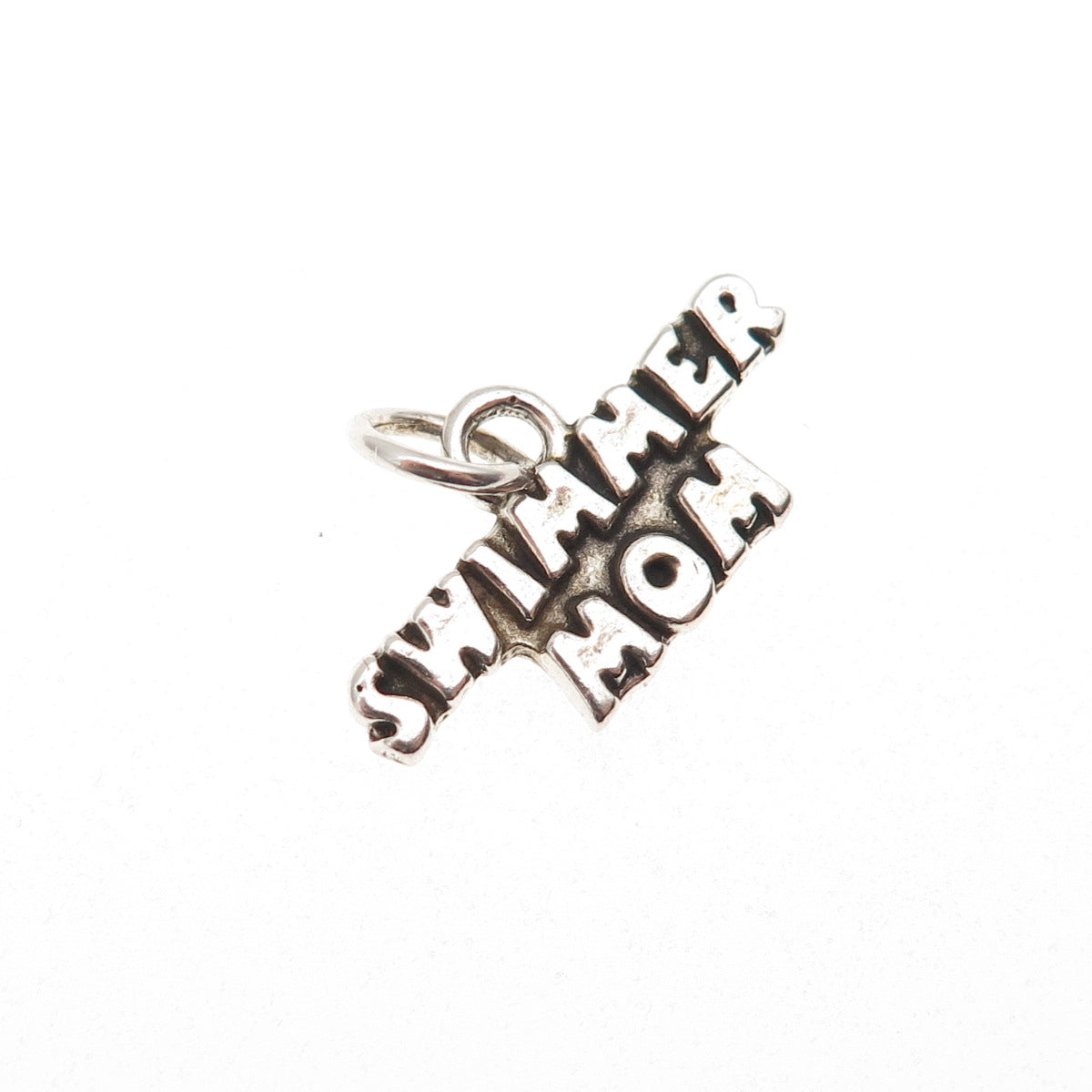Sundancer 925 Sterling Silver Vintage Swimmer Mom Oxidized Mini Charm Pendant