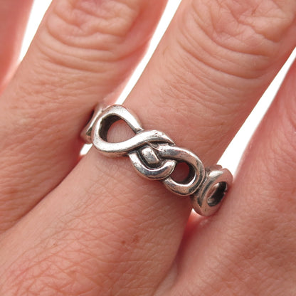925 Sterling Silver Vintage Infinity Oxidized Band Ring Size 9