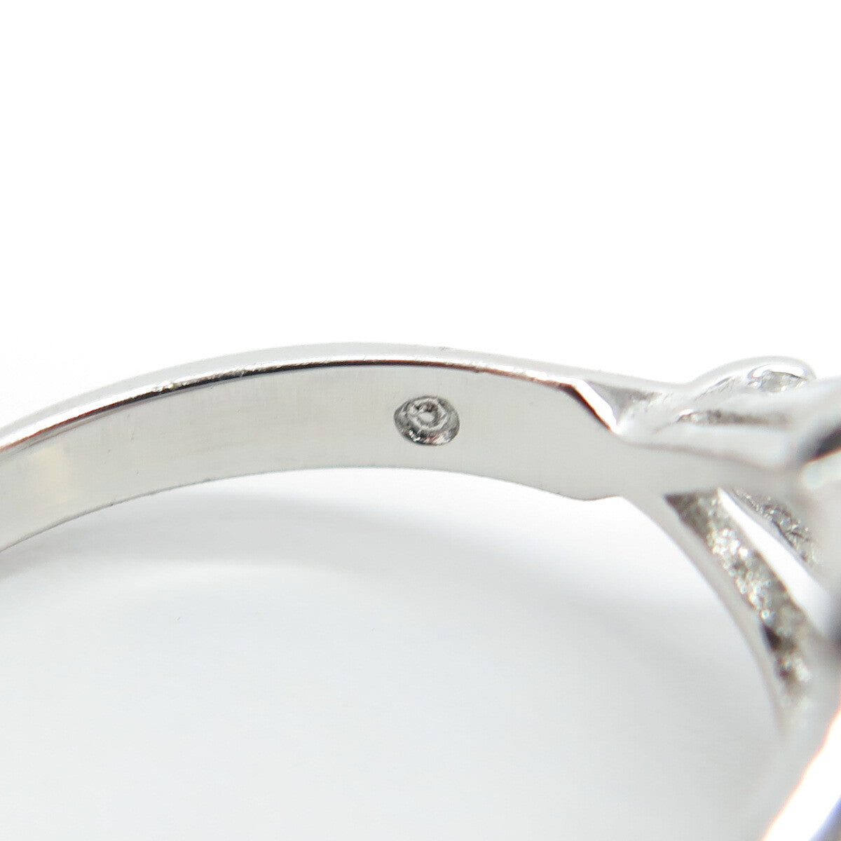 925 Sterling Silver Round & Triangle-Cut Shaped C Z Ring Size 7