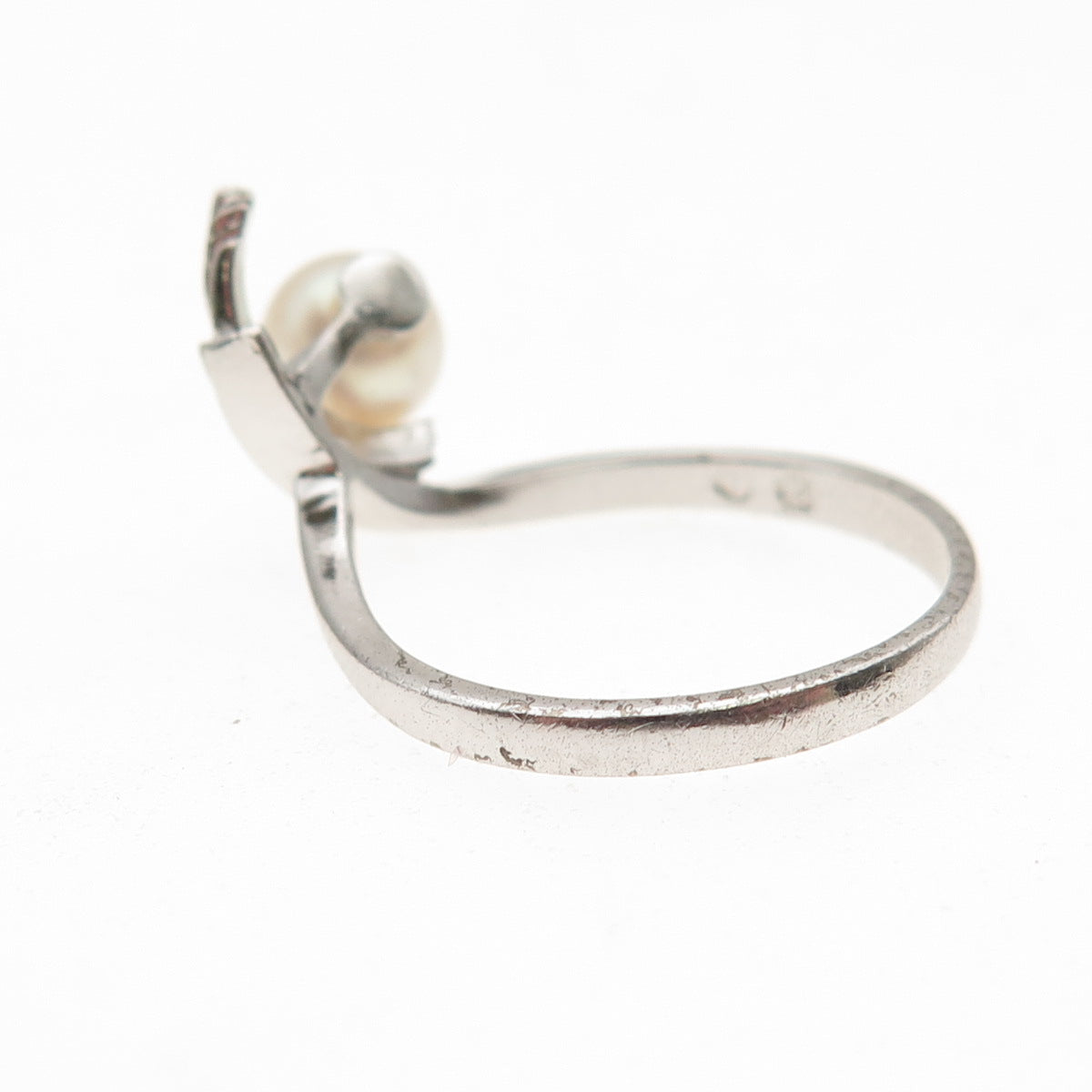 Tasaki 925 Sterling Silver Vintage Japan Real Akoya Pearl Ring Size 6.25