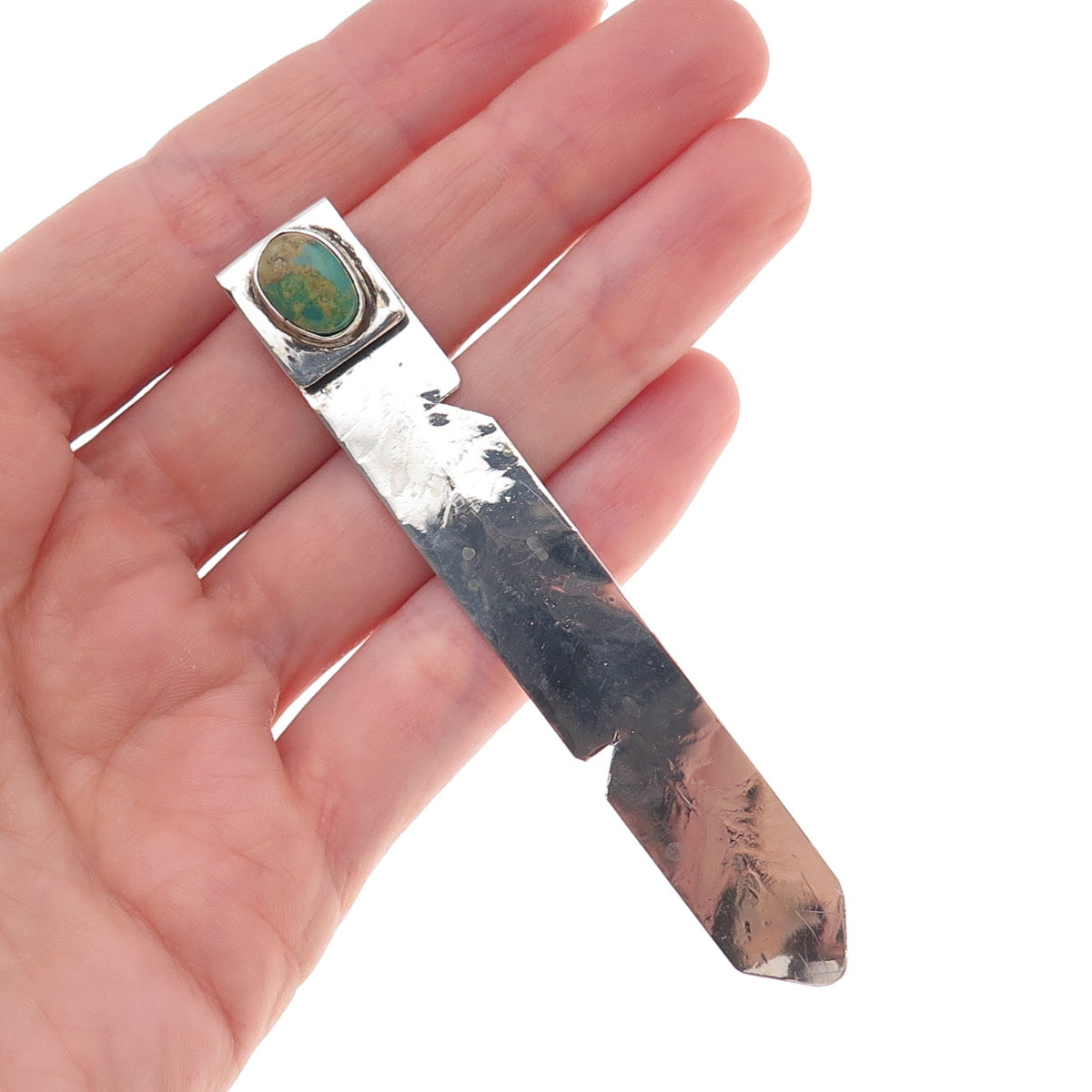 Old Pawn Sterling Silver Vintage Southwestern Turquoise Feather Tribal Bookmark