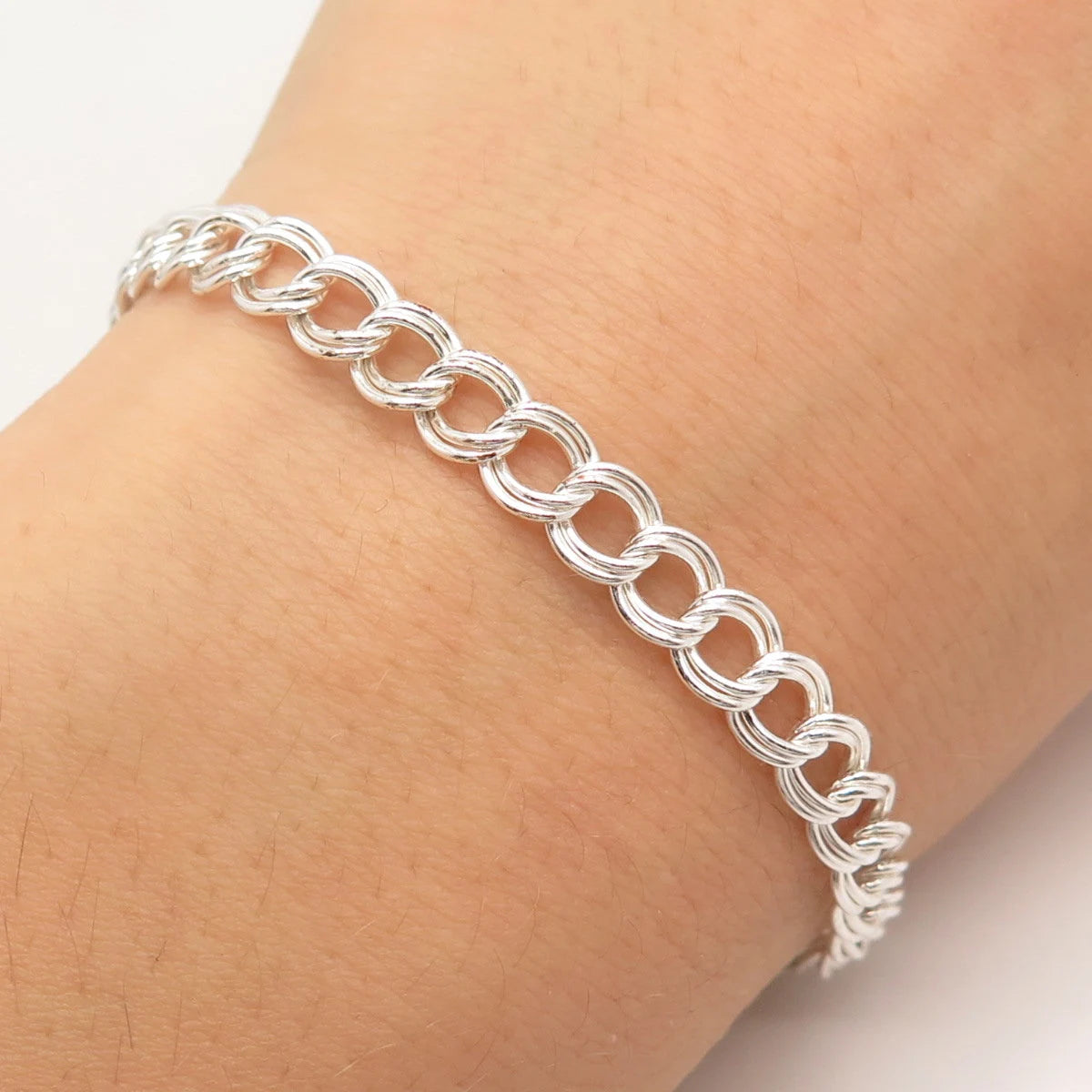 925 Sterling Silver Vintage Italy SU Cable Link Bracelet 6.75"