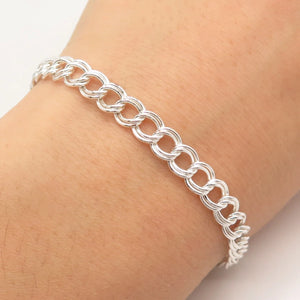 925 Sterling Silver Vintage Italy SU Cable Link Bracelet 6.75"