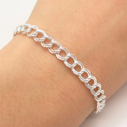 925 Sterling Silver Vintage Italy SU Cable Link Bracelet 6.75"