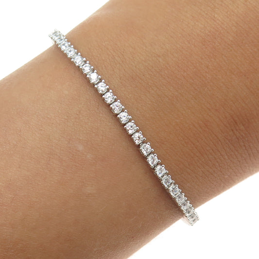 925 Sterling Silver Round-Cut C Z Tennis Link Bracelet 6.5"