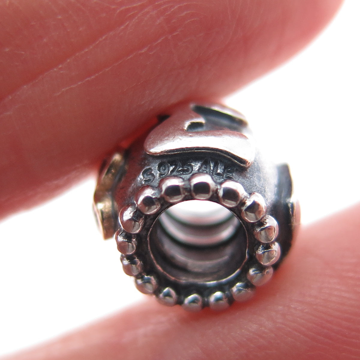 PANDORA 925 Sterling Silver & Gold Swarovski Crystal Mom Slide Bead Charm