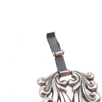 Danecraft 925 Sterling Silver Antique Art Deco Floral Panel Link Bracelet 7.75"