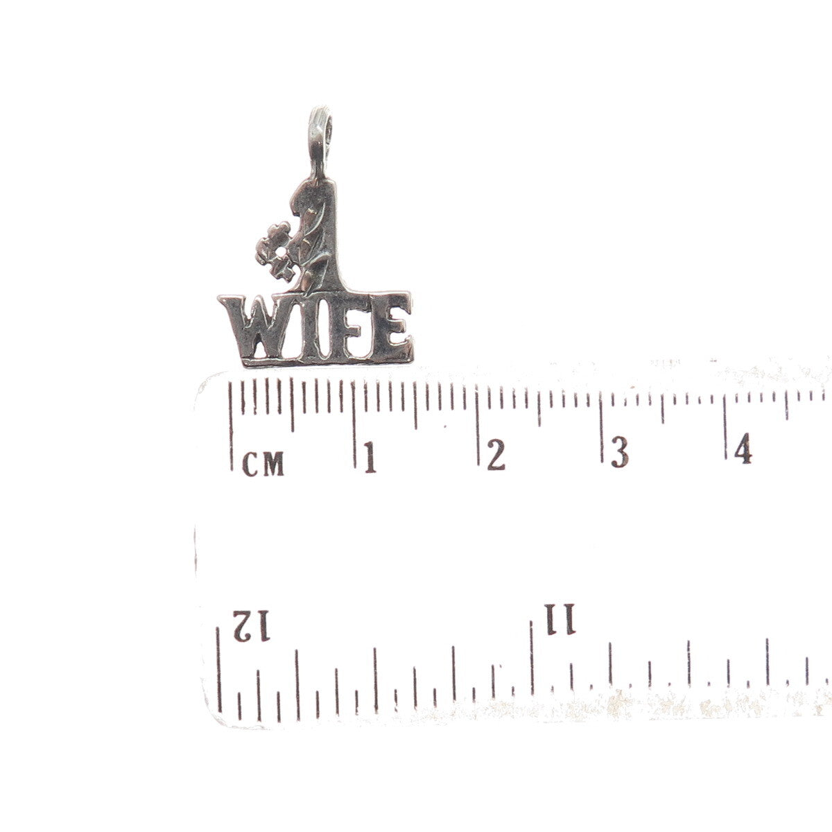 925 Sterling Silver Vintage "#1 Wife" Minimalist Charm Pendant