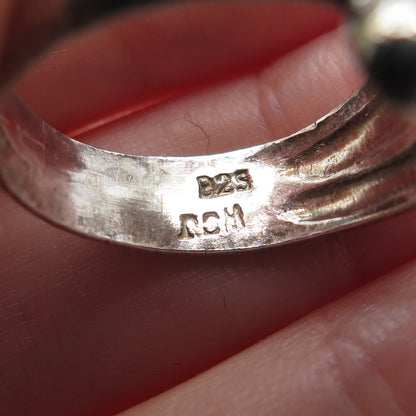 925 Sterling Silver Vintage Modernist Bypass Oxidized Ring Size 6.25