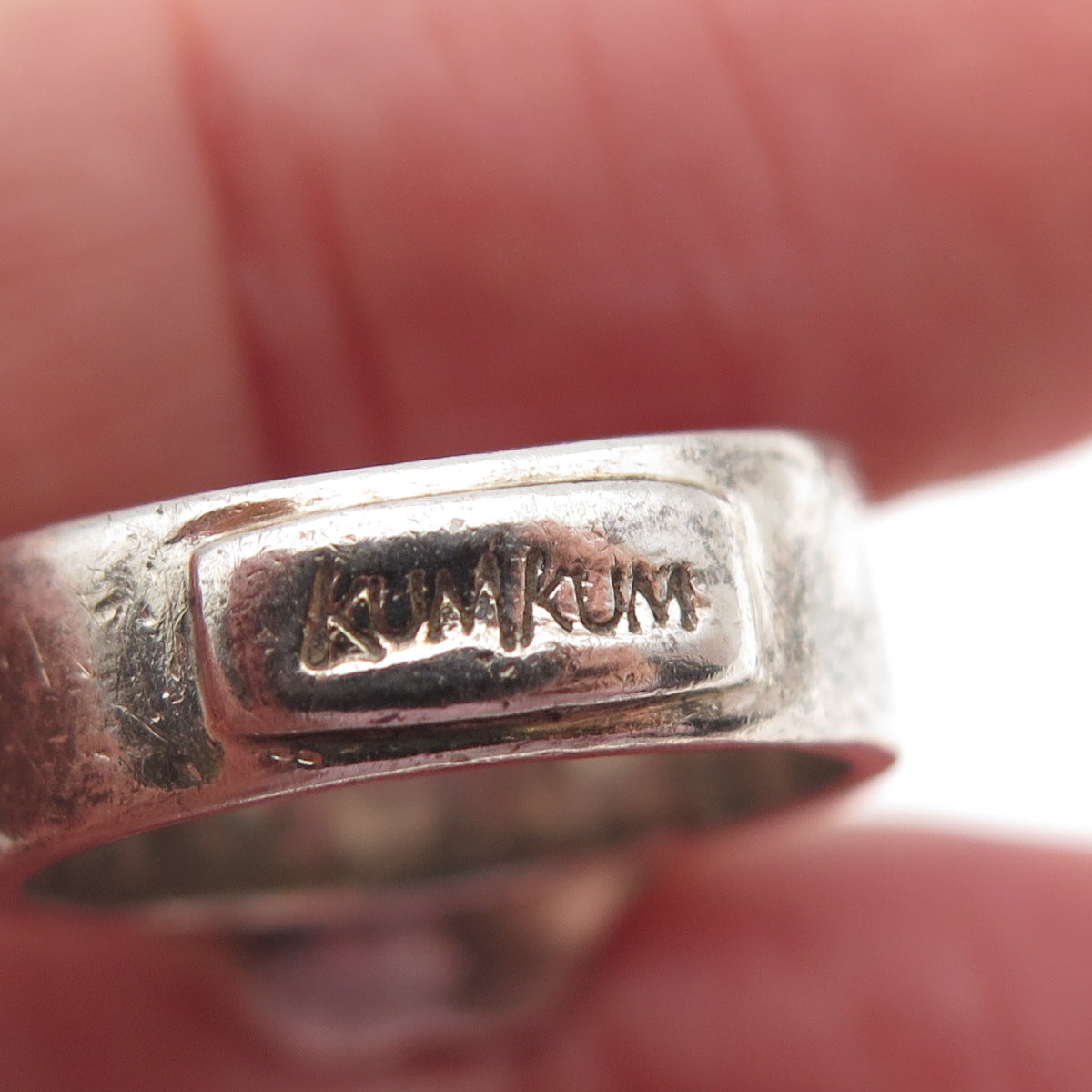 KumKum 925 Sterling Silver Vintage C Z Flower Oxidized Ring Size 7.5