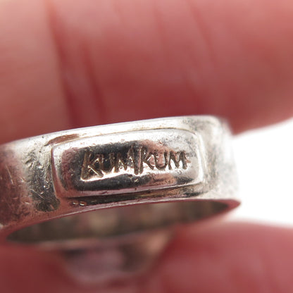 KumKum 925 Sterling Silver Vintage C Z Flower Oxidized Ring Size 7.5