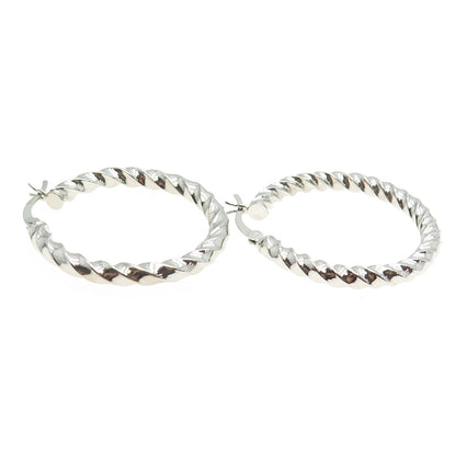 925 Sterling Silver Twisted Hinged Hoop Earrings