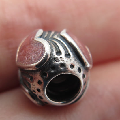 PANDORA 925 Sterling Silver Enamel Heart Bead Charm