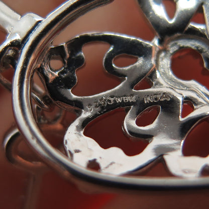 JANE SEYMOUR Sterling Silver Real Black & White Diamond Heart Lock Key Pendant