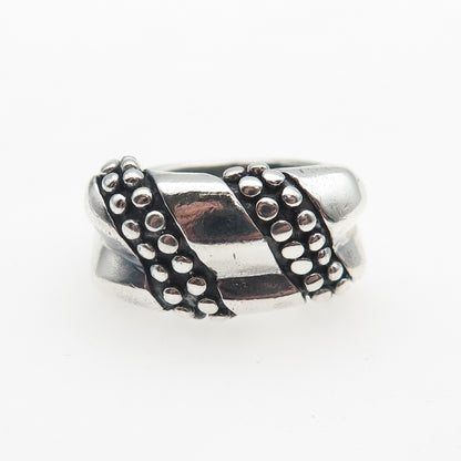 KEN CRAFTS 925 Sterling Silver Vintage Modernist Dotted Oxidized Ring Size 6
