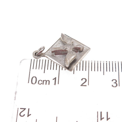 925 Sterling Silver Vintage Holy Spirit Religious Oxidized Charm Pendant