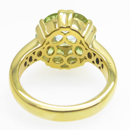 925 Sterling Silver Gold Plated Real Peridot & Blue Topaz Ring Size 10.25