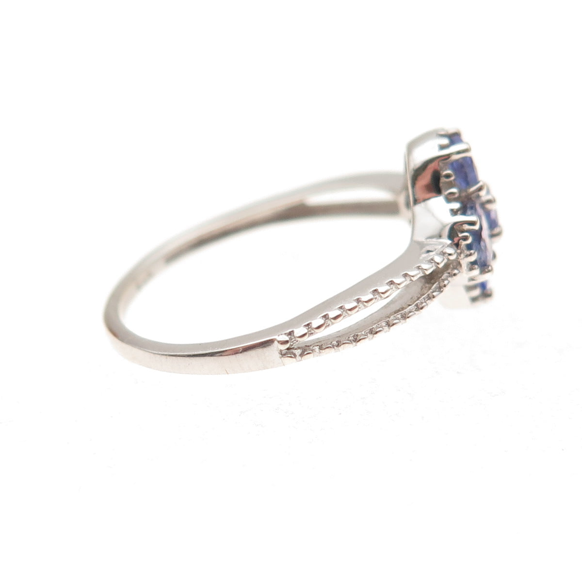 Chuck Clemency 925 Sterling Silver Real Tanzanite Floral Ring Size 7